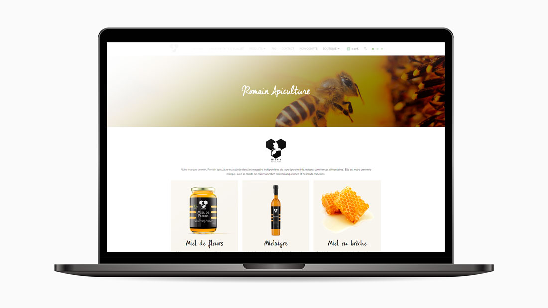 Romain Apiculture site internet, présentation page produit de la marque romain apiculture