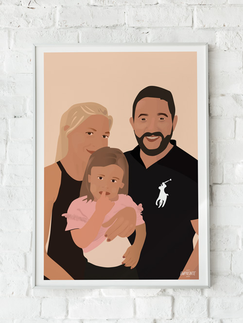 Illustration d'une famille, un couple et une petite fille